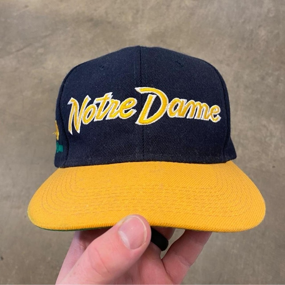 Vintage Notre Dame Fighting Irish Sports Specialties Script Wool SnapBack Hat